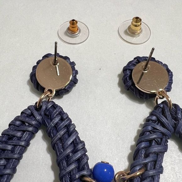 Lily Pulitzer Blue Raffia Chandelier Earrings New - Picture 6 of 7